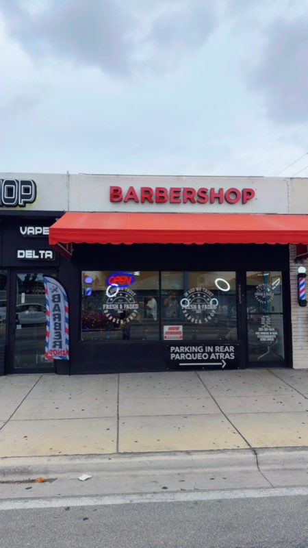 Fresh & Faded Barbershop storefront on W Flagler St