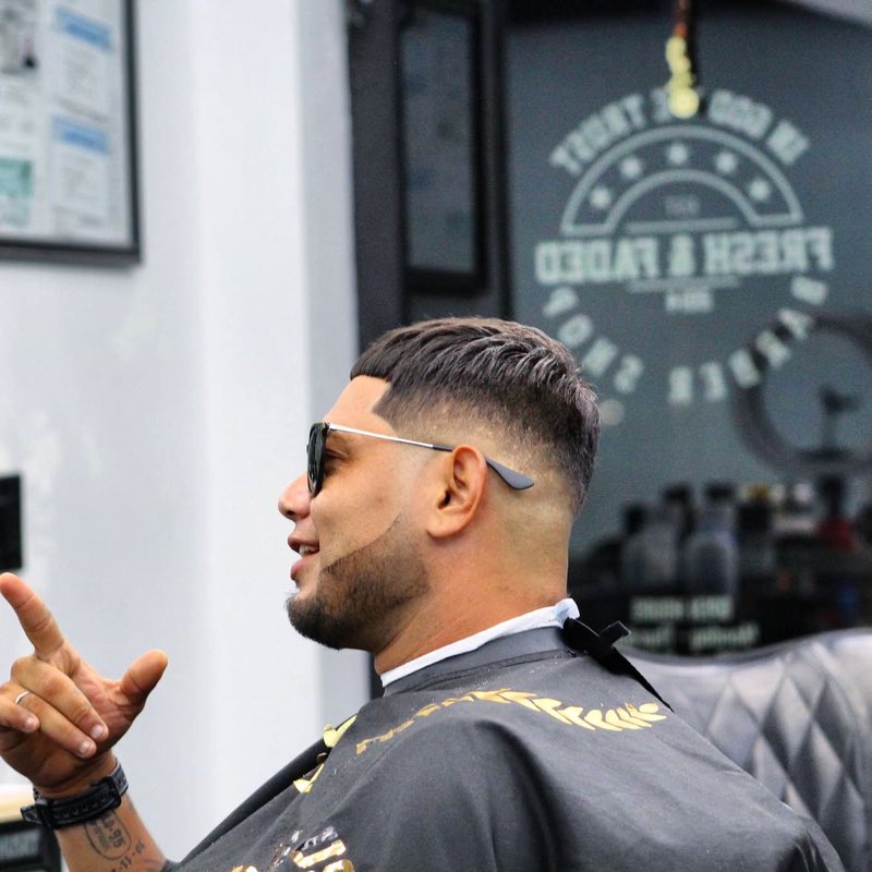 Fresh cut and beard lineup on a client at Fresh & Faded